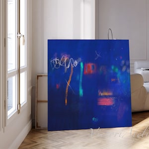 Royal blue Modern Abstract wall art, Blue abstract painting, Bright blue wall art, Large abstract art