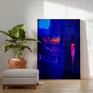 Modernes lebendiges Blau Abstrakte Kunst Druck, Minimalistische blaue abstrakte Kunst, Hellblaue Wandkunst, Extra große moderne Wandkunst