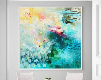Blue Colourful Cool Abstract Canvas Wall Art Large Picture Prints 
