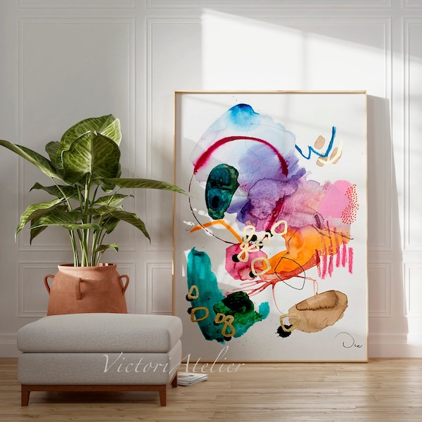 Orange Abstract Art Etsy