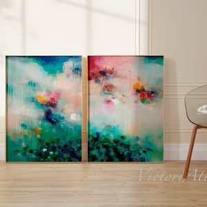Set of 2 extra large prints, Abstract landscape Giclee fine art print, Large wall art