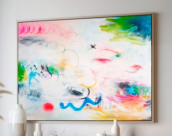 Large Abstract Giclée Canvas Art Print, Multicolor Painting