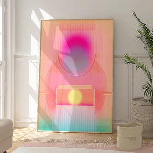 Pastel pink magenta gradient abstract art, Minimalist aesthetic trendy apartment wall decor, Extra large abstract painting