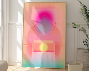 Pastel Gradient Abstract Art Print, Magenta Pink Wall Decor
