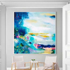 Abstract Blue Wall Art Print, Modern Landscape, Painting art print, Large Giclee print, blue painting, large wall art, large painting print