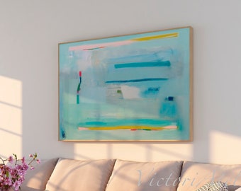 Light Blue Abstract Art Print, Modern Minimalist Decor