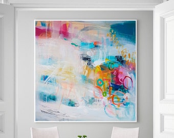 Modern abstract large wall art print, Multicolor abstract artwork, Abstract paintings print