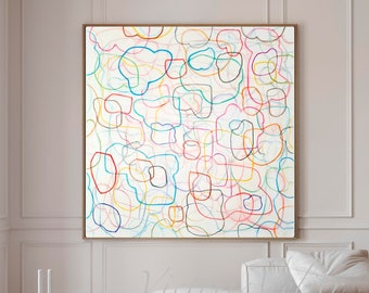 White multicolor abstractart, Geometric shapes abstract wall art print, abstract painting print, Minimalist abstract art