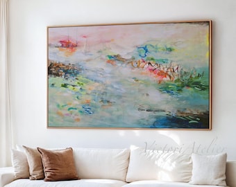 Large Abstract colorful Print, Landscape painting