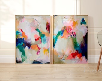 Set of 2 extra large prints, Acrylic Abstract Painting Giclee of Original Wall Art, abstract wall art, large abstract art, VictoriAtelier
