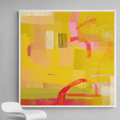 Modern Yellow Wall Art Print Extra Large Abstract Print Etsy