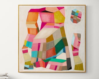 Abstract art print, Multicolor geometric, Extra large colorful wall art, Abstract painting modern wall art