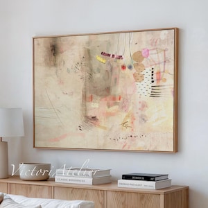 Abstract painting print, Beige and Neutral colors large minimalist abstract art, Modern wall decor, Trendy aesthetic large wall art