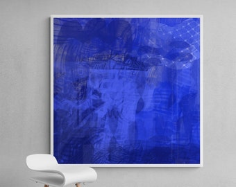 Royal Blue art minimalist Giclee print, Extra large painting print, Vibrant blue wall art, Abstract modern wall art print