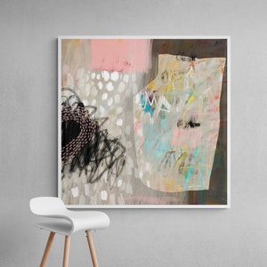 Beige and pink wall art print, Extra large abstract print, Neutral colors Extra large abstract painting