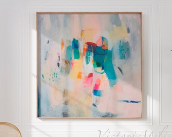 Soft pastel wall art, abstract painting giclee print, large fine art print, modern abstract art, acrylic art print, VictoriAtelier