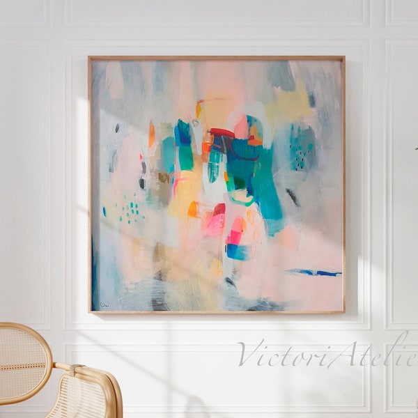 Soft pastel wall art, abstract painting giclee print, large fine art print, modern abstract art, acrylic art print, VictoriAtelier