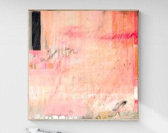 Pink coral abstract painting print, Large wall art minimalist abstract art modern wall decor
