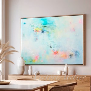 Light Blue Soft Pastel Wall Art Print, Abstract Painting Giclee Print