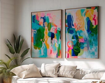 Set von abstrakten, farbenfrohen Kunstdrucken