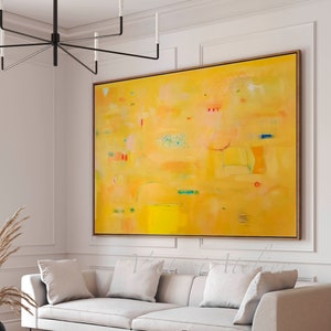 Yellow wall art painting print, Extra large abstract print, Vibrant yellow wall decor, Extra large abstract painting