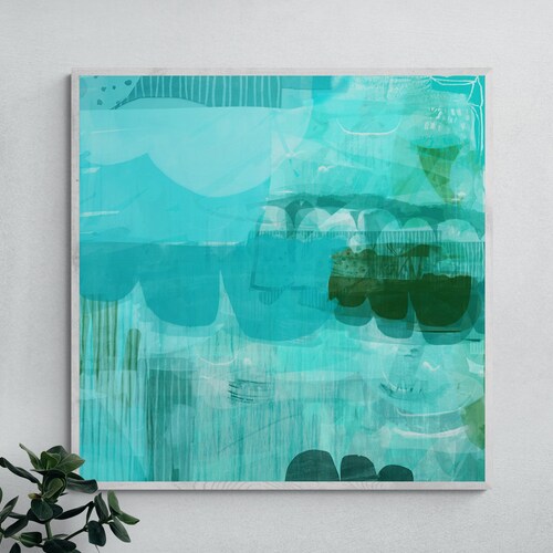 Extra Large Turquoise Wall Art Print Light Blue Abstract Etsy