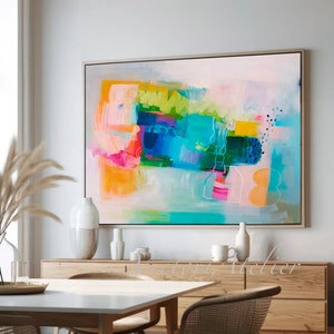 Large abstract print, Vibrant and colorful extra large wall art print, living room wall decor, Multicolor abstract painting