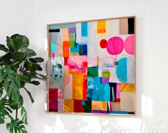Abstract Geometric Art Print, Multicolor Wall Decor