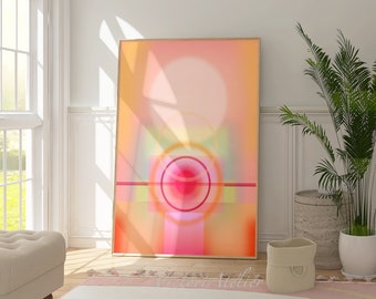 Light orange peach abstract art, Gradient aesthetic wall art print, Modern large abstract painting, Spiritual gift for her