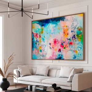 Wall art print, teal blue abstract art, Bedroom print decor, Modern colorful painting, living room wall art