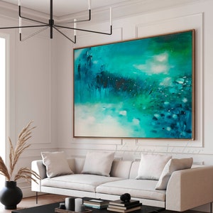 Abstract Blue Green Giclée Wall Art Print, Modern Coastal Decor - Etsy