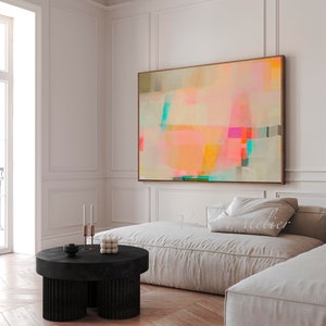 Pastell Orange Wanddekor, helle Farben, abstrakte Malerei, große Wandkunst, minimalistische moderne abstrakte Kunst