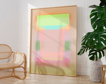 Abstract Gradient Art Print, Pastel Peach Orange, Minimalist Decor