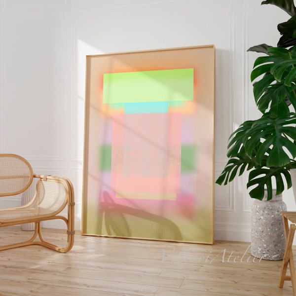 Pastel orange peach gradient abstract art, Minimalist aesthetic trendy apartment wall decor, Extra large abstract painting