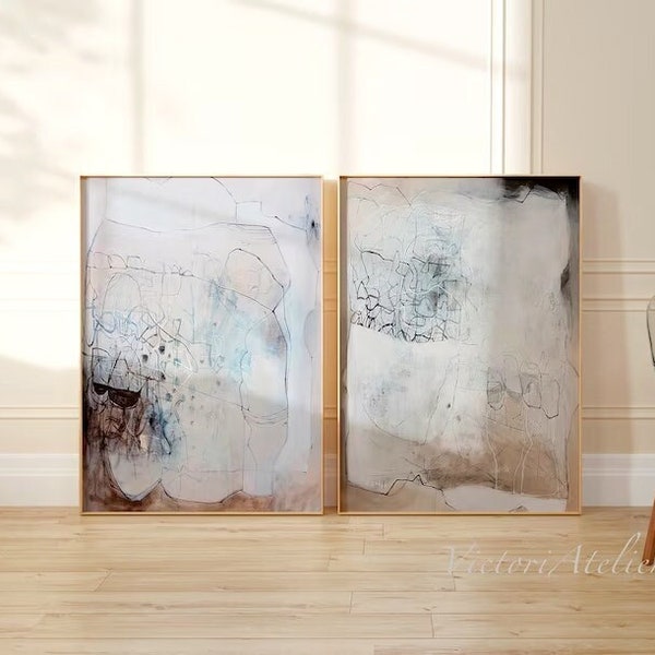 Abstract Art Print Set Etsy