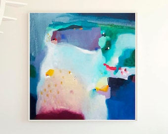 Large Abstract Giclee Print, Blue Green Landscape Wall Art