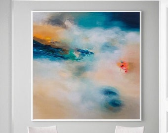 Canvas wall art print, Abstract painting, Master bedroom wall decor, Giclee art print, Large Long Wide print, Gradient landscape