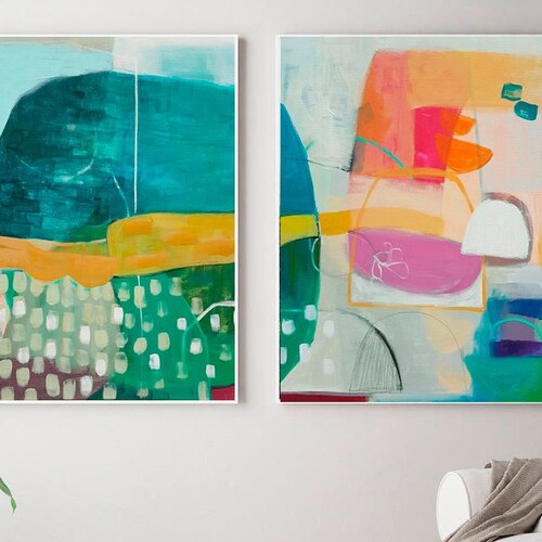Abstract Watercolor Printsset of 4 Art Printsabstract Wall Etsy