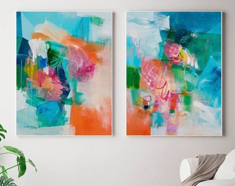 Juego de láminas Giclée abstractas y coloridas, arte moderno (juego de 2)