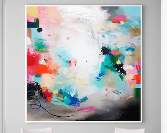 Large Abstract Art Print, Multicolor Modern Wall Decor