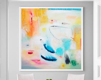 Abstract art print, Yellow painting, Vibrant  art, Print on Canvas, Art Print for living Room, abstract Giclee print, abstract painting