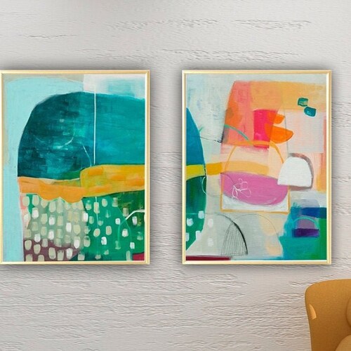 Abstract Art Prints Abstract Shapes Wall Art Set of 3 Etsy