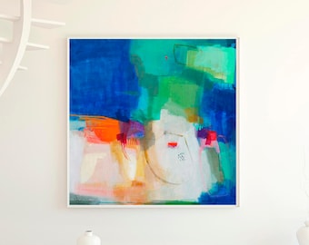 Abstract wall art giclee print, blue and green abstract painting print, large abstract giclee print, contemporary abstract giclee print