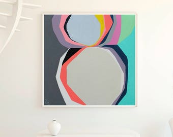Gray Abstract geometric wall art,  minimalist modern giclee print, minimalist abstract geometric acrylic painting