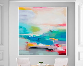Gran impresión abstracta, impresión de paisaje abstracto, gran impresión de arte de pared moderno y colorido, arte de pared grande, decoración de la pared de la sala de estar, arte abstracto