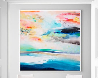 Abstract landscape print, prints wall art, canvas art Giclee print, large painting, Living room wall art, abstract painting
