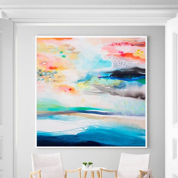 Abstract landscape print, prints wall art, canvas art Giclee print, large painting, Living room wall art, abstract painting