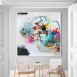 Acrylic wall art, abstract painting giclee print, mixed media wall decor, modern abstract art, white acrylic art, VictoriAtelier