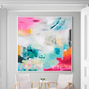 CLEARANCE 40"X40" on paper, Print Abstract modern art , large wall art, pink and grey art, Giclee print, fine art prints, abstract painting