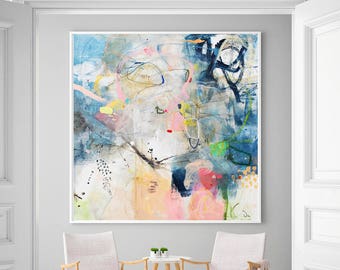 Large giclee print, Blue abstract landscape print, large modern wall art print, large wall art, living room wall decor, abstract art